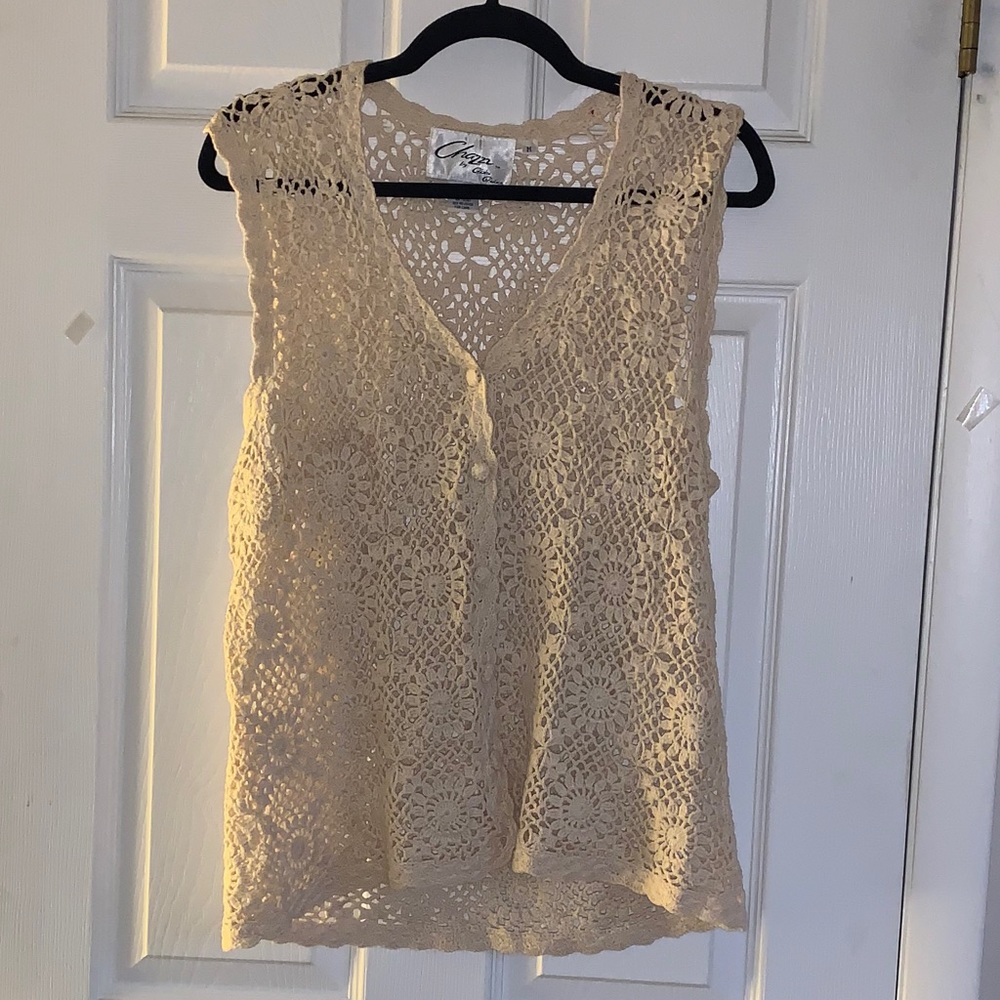 CHAZZZ Charles Ghailian vest Hand Crochet Sz M.